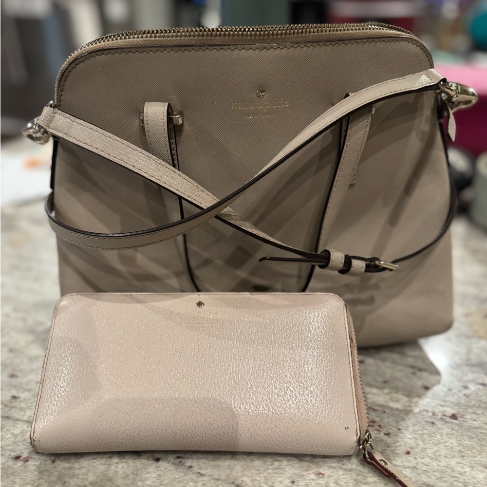 Kate Spade Taupe Crossbody Bag and Wallet Set